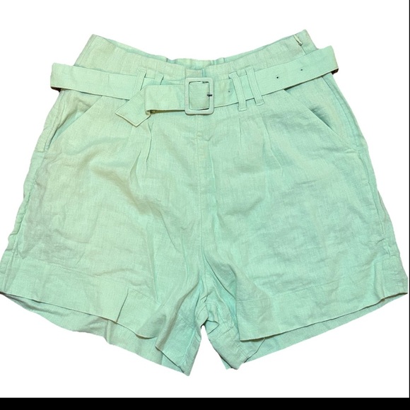 Abercrombie & Fitch Pants - Abercrombie & Fitch High Rise Linen Blend Shorts Sz M Light Sage Green Pistachio